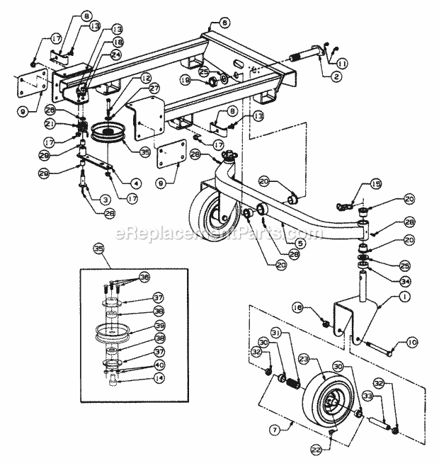 Cradle Assembly Diagram and Parts List for 4815F 556C465M100 Cub Cadet Lawn Mower